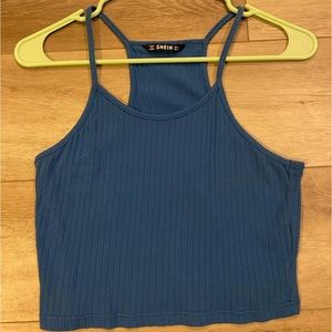 SHEIN Woman’s Blue Ribbed Crop Top Large